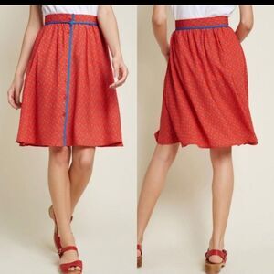 ModCloth Jessy B Button Front Cherries Midi Skirt